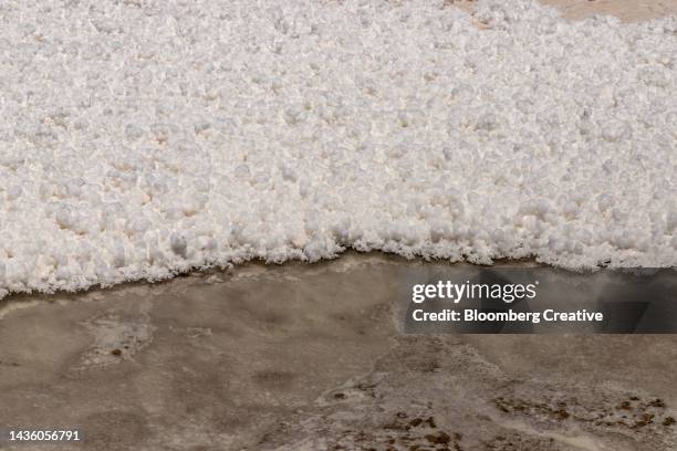 close-up of salt crystals on a salt flat - catamarca stock pictures, royalty-free photos & images