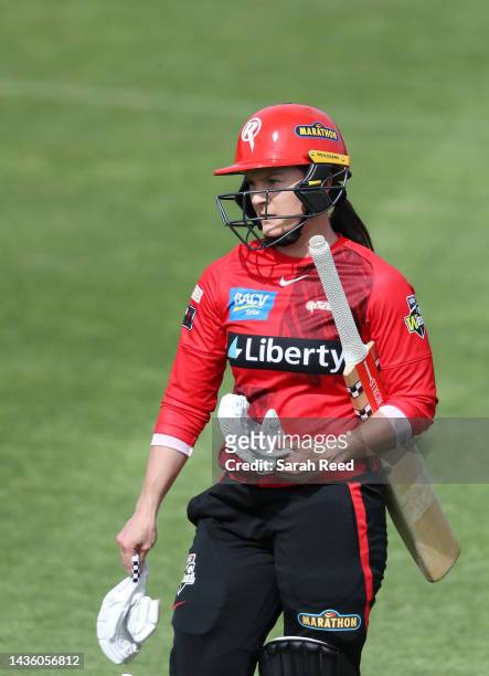 Courtney Webb of the Melbourne Renegades out for 29 runs, Stumped Tegan McPharlin Bowled Amanda-Jade Wellington during the Women's Big Bash League...