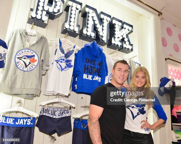 Toronto Blue Jays Brett Lawrie and Victoria's Secret Model Elsa Hosk make an appearance at the launch of the Victoria's Secret PINK Store in Toronto...