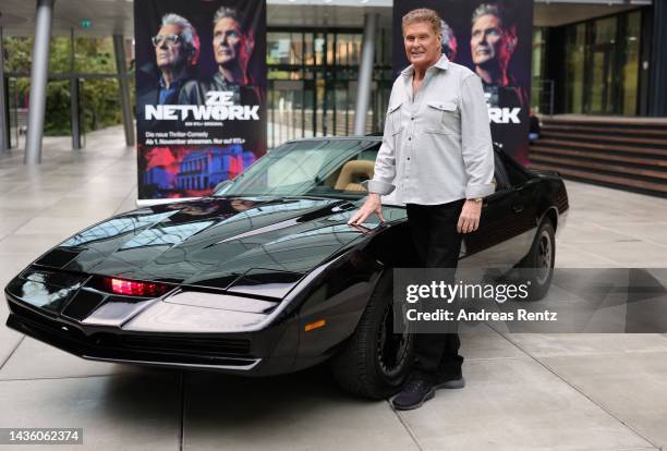 David Hasselhoff attends the "Ze Network" photocall on October 24, 2022 in Cologne, Germany. On November 1 the series "Ze Network" will premiere on...