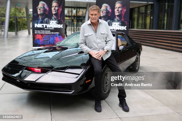 David Hasselhoff attends the "Ze Network" photocall on October 24, 2022 in Cologne, Germany. On November 1 the series "Ze Network" will premiere on...