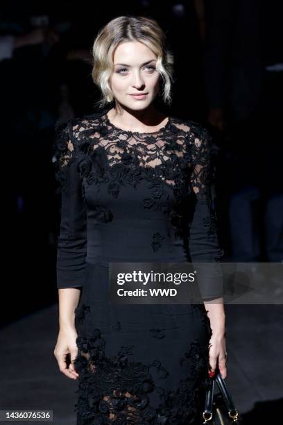 Carolina Crescentini attends Dolce & Gabbana's spring 2012 runway show.