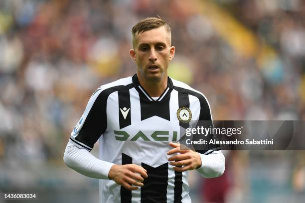 Gerard Deulofeu of Udinese Calcio looks on during the Serie A match between Udinese Calcio and Torino FC at Dacia Arena on October 23, 2022 in Udine,...