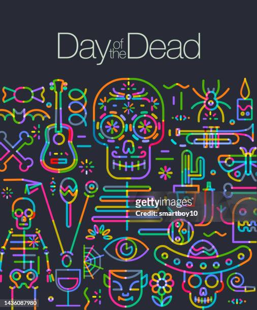 illustrazioni stock, clip art, cartoni animati e icone di tendenza di festa del giorno dei morti, dia de los muertos - dia de muertos