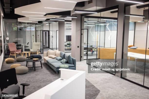 empty leisure area in an office building - modern office stock pictures, royalty-free photos & images
