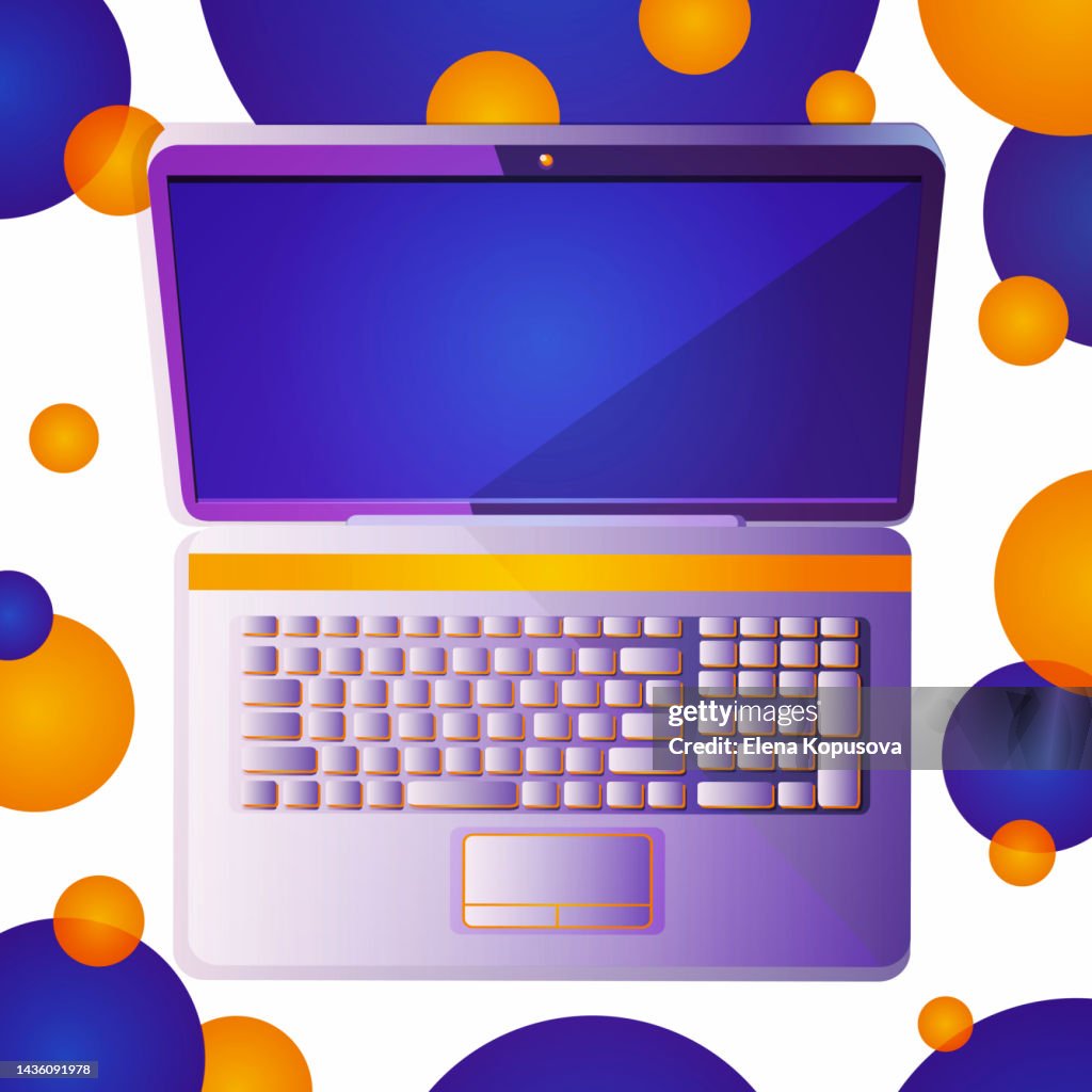 Cartoon Computer Wireless Wireless Technology And Equipment Concept In Cartoon Style Open Laptop ...