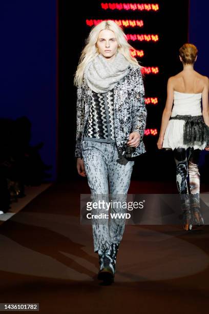 Model Andrej Pejic wears a menswear look on the runway at Custo Barcelona's fall 2011 Lincoln Center's Stage.