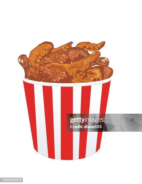 fried chicken on a transparent background - chicken bucket stock illustrations