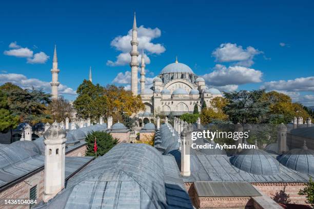 famous suleymaniye mosque complex in fatih district of istanbul, turkey - suleymaniye mosque stock pictures, royalty-free photos & images