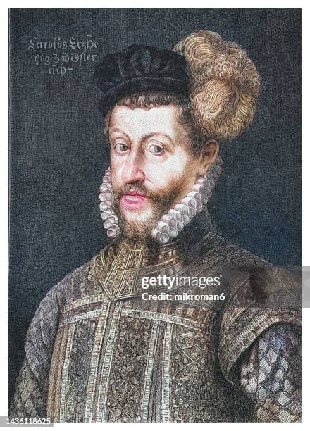 portrait of charles ii, archduke of austria - archduke stockfoto's en -beelden