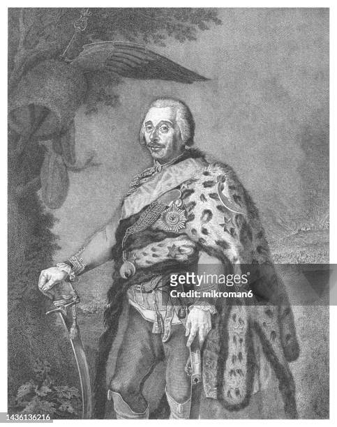 portrait of hans joachim von zieten, cavalry general in the prussian army during the reign of frederick the great - hans joachim von zieten stock pictures, royalty-free photos & images