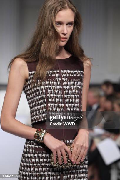 Model Marike Le Roux on the runway at Oscar de la Renta's resort 2011 show.