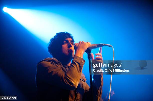 Ian Watkins of Lostprophets performs during the Weapons tour on stage at Rock City on April 30, 2012 in Nottingham, United Kingdom.