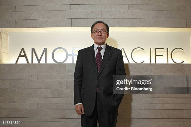 Bae Dong Hyun, chief financial officer and executive vice president of AmorePacific Group, poses for a photograph at the company's headquarters in...