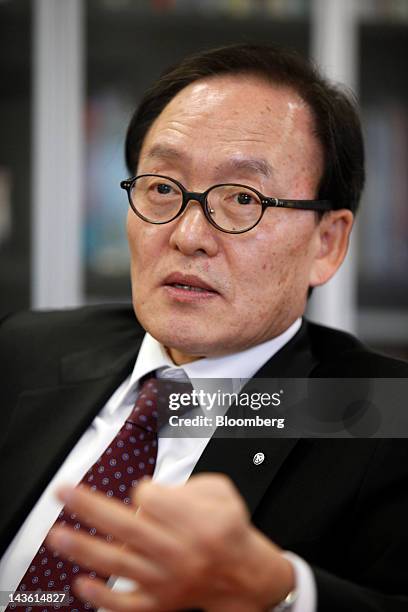 Bae Dong Hyun, chief financial officer and executive vice president of AmorePacific Group, speaks during an interview at the company's headquarters...