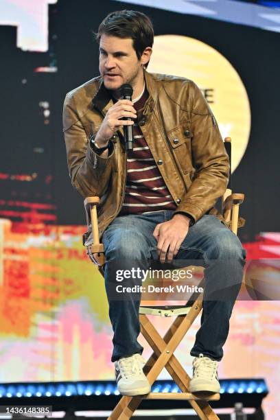 Jamie Linden speaks onstage during the State of the Industry GA Film Summit 2022 at Town Stage at Trilith on October 20, 2022 in Fayetteville,...