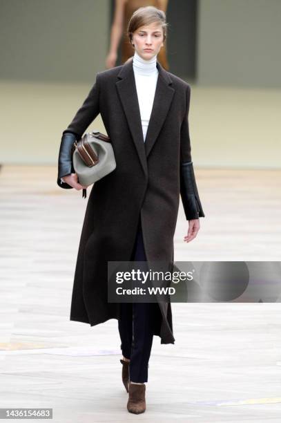 Model on the runway at Celine's fall 2011 show. Designed by Phoebe Philo.