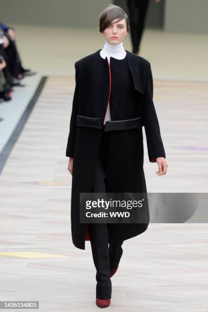 Model on the runway at Celine's fall 2011 show. Designed by Phoebe Philo.