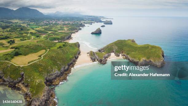 cantabria coast isla de almenada o de poo cantabrian coast llanes asturias spain - gijon ストックフォトと画像