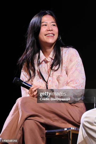 Director and writer, Domee Shi of Turning Red speaks onstage during the Turning Red Q&A during the 25th SCAD Savannah Film Festival on October 24,...