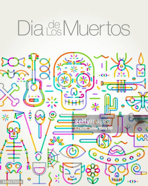 illustrazioni stock, clip art, cartoni animati e icone di tendenza di giorno dei morti (in spagnolo), dia de los muertos - dia de muertos