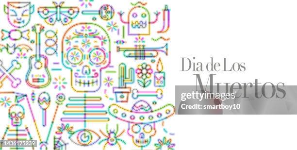 illustrazioni stock, clip art, cartoni animati e icone di tendenza di giorno dei morti (in spagnolo), dia de los muertos - dia de muertos