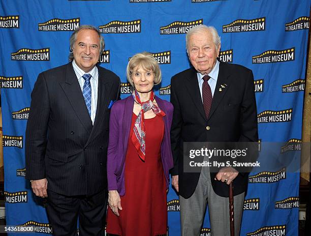 Stewart F. Lane, Helen Guditis and Frederick Olsson attend the Theatre Museum Award for Excellence 2012 at The Players Club on April 30, 2012 in New...