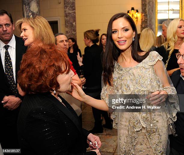 Miriam Weinstein and fashion designer Georgina Chapman attend Moet & Chandon toast for Harvey Weinstein's Legion D'honneur and screening of "The...