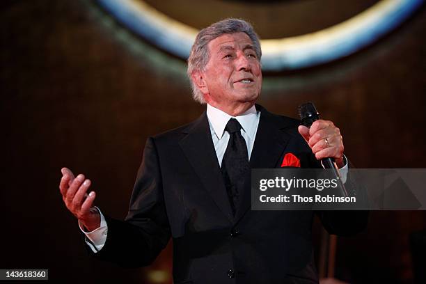 Singer Tony Bennett attends International Jazz Day, New York, United Nations Sunset Concert, UNESCO, Thelonious Monk Institute of Jazz on April 30,...