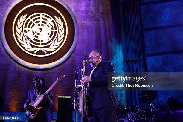 Richard Bona and Joe Lovano attend International Jazz Day, New York, United Nations Sunset Concert, UNESCO, Thelonious Monk Institute of Jazz on...