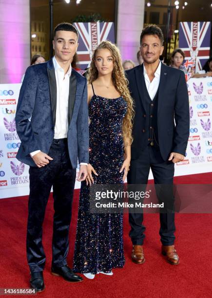 Junior Andre, Princess Andre and Peter Andre attend the Pride of Britain Awards 2022 at Grosvenor House on October 24, 2022 in London, England.
