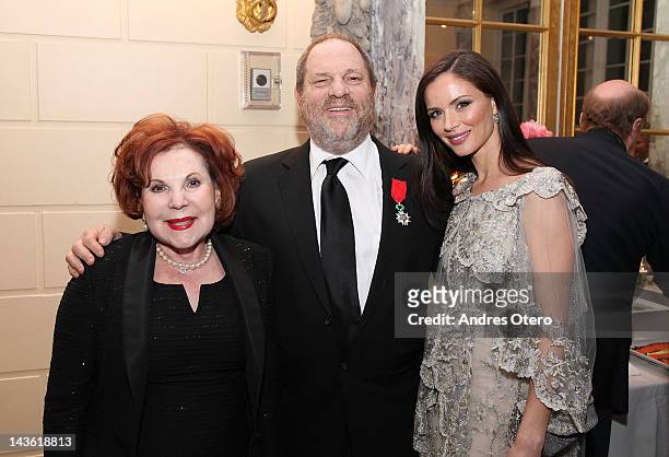 Miriam Weinstein, producer Harvey Weinstein and Georgina Chapman attends a reception for the screening of "The Intouchables" at the French Embassy on...
