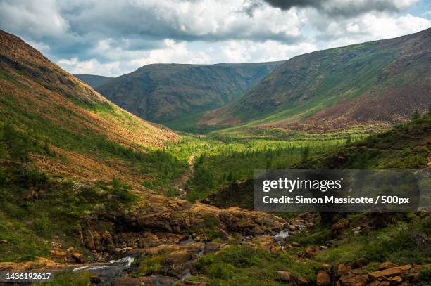 scenic view of mountains against sky,quebec,canada - parc national de la gaspésie stock pictures, royalty-free photos & images