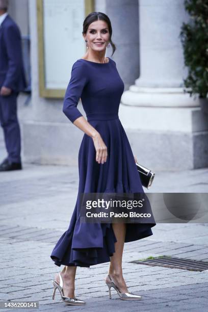 Queen Letizia of Spain attends the Spanish Royals inauguration of The Royal Theatre Season at Teatro Real on October 24, 2022 in Madrid, Spain.
