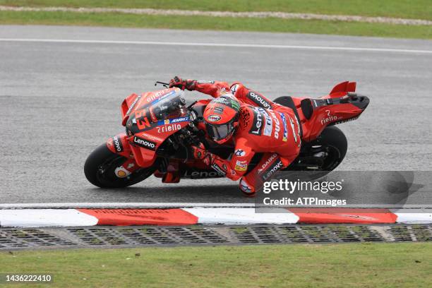 Francesco Bagnaia of Italy and Ducati Lenovo Team rides during the MotoGP of Malaysia - Race at Sepang Circuit on October 23, 2022 in Kuala Lumpur,...