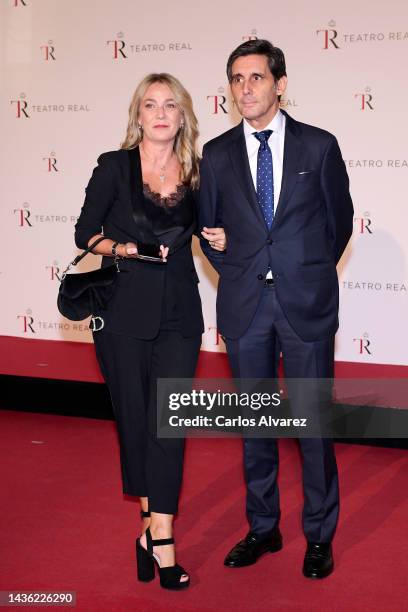 Jose Maria Alvarez-Pallete and Cuqui Samaniego attend the inauguration of the Royal Theatre season at the Royal Theatre on October 24, 2022 in...