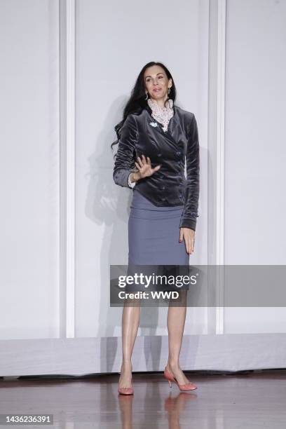 Designer L'Wren Scott on the runway after her spring 2011 show.