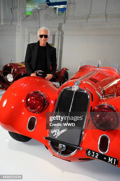 Designer Ralph Lauren pictured with an Alfa Romeo 8C 2900 at his exhibit “The Art of the Automobile: Masterpieces of the Ralph Lauren Collection” at...