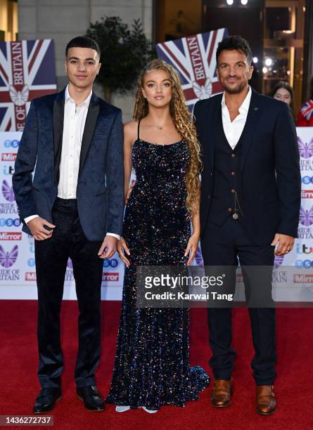 Junior Andre, Princess Andre and Peter Andre attend the Pride of Britain Awards 2022 at Grosvenor House on October 24, 2022 in London, England.