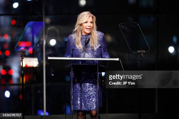 Princess Yasmin Aga Khan speaks onstage during the 2022 Alzheimer's Association Imagine Benefit, built on the legacy of the Rita Hayworth Gala at...