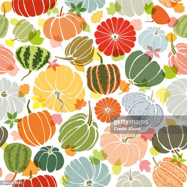 autumn seamless pattern - pumpkin illustration stock illustrations