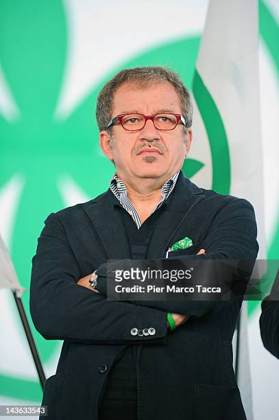 Roberto Maroni attends "Lega day" on May 1, 2012 in Bergamo, Italy. During a demonstration against the government of Mario Monti, Umberto Bossi today...