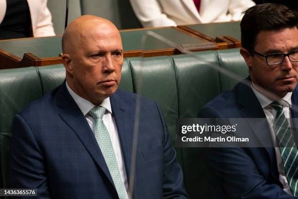 Leader of the Opposition Peter Dutton MP in the House of Representatives at Parliament House on October 25, 2022 in Canberra, Australia. The Albanese...