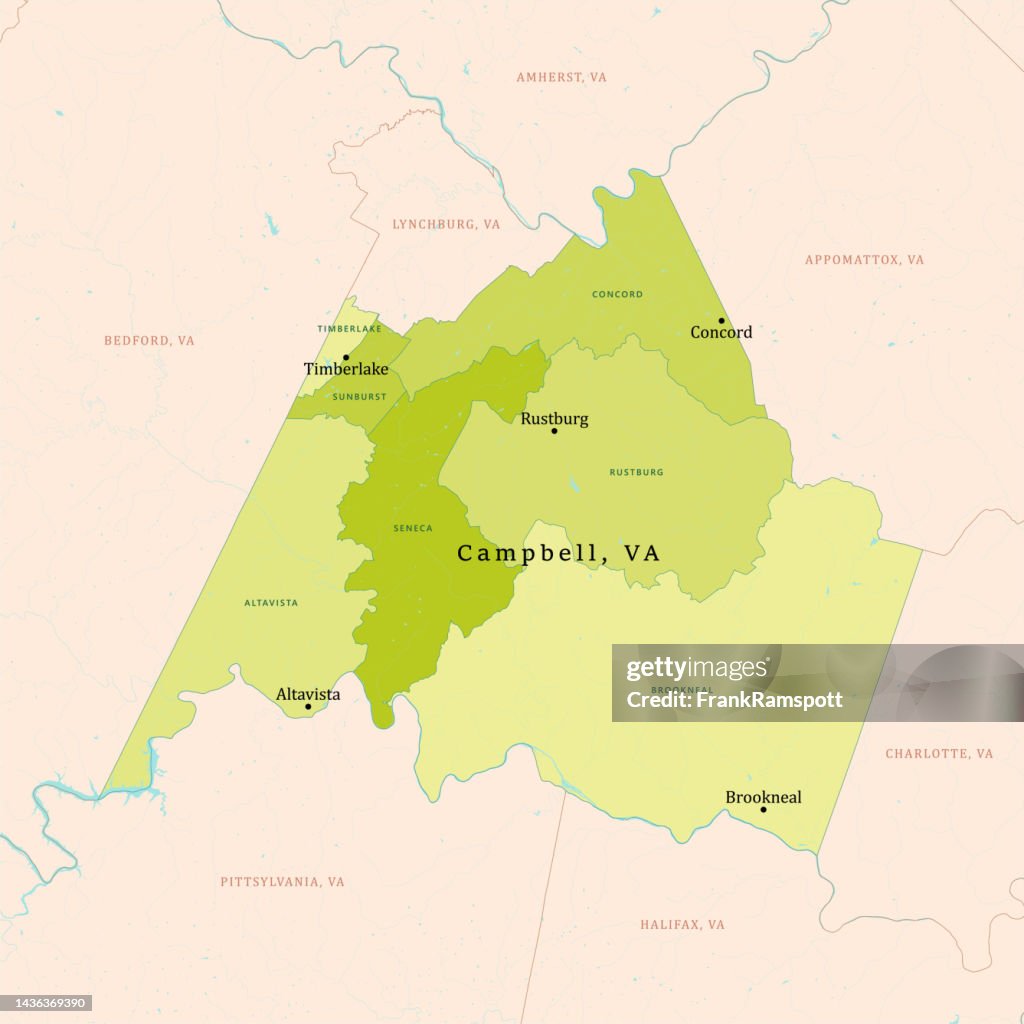 VA Campbell County Vector Map Green