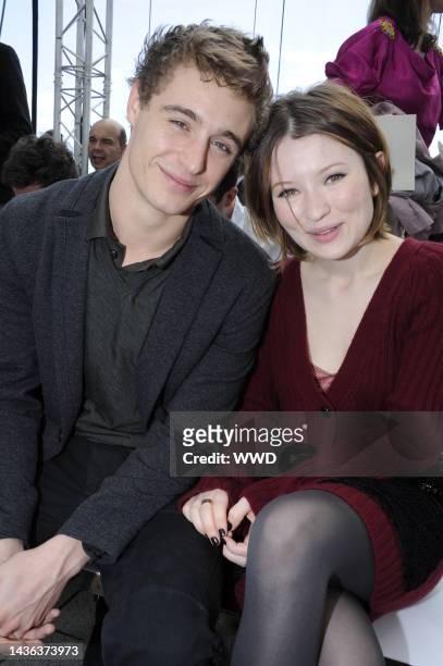 Max Irons and Emily Browning attend Louis Vuitton's spring 2012 menswear runway show.