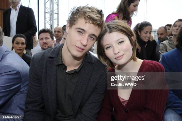 Max Irons and Emily Browning attend Louis Vuitton's spring 2012 menswear runway show.