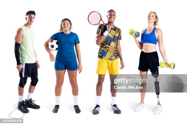 group of various sports people - schlägersport stock-fotos und bilder