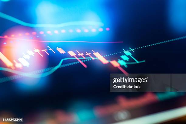 trading chats analytics on digital display - stock market screen 個照片及圖片檔