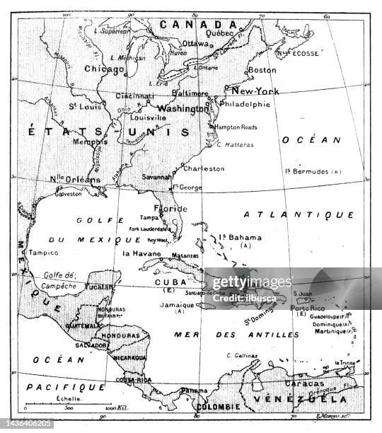 ilustraciones, imágenes clip art, dibujos animados e iconos de stock de imagen antigua: centroamérica - map caribean