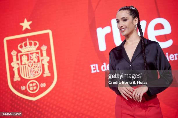 Singer Chanel Terrero attends to the presentation of RTVE team coverage for the 2022 Qatar World Cup on October 25, 2022 in Pozuelo de Alarcon, Spain.